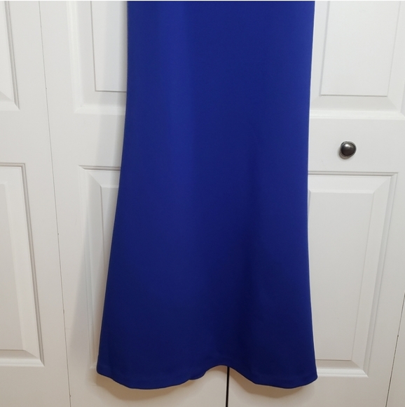 Betsy & Adam Cobalt Blue One-Shoulder Ruffled Scuba Gown Dress size 4 - Picture 5 of 16